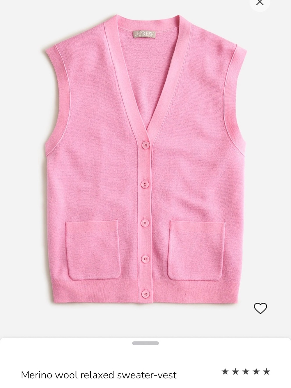 EUC J Crew Retail Merino Wool Blend Relaxed Sweater Vest Size M Pink